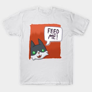 Feed Me! [Tuxedo Cat With A Red Background] T-Shirt